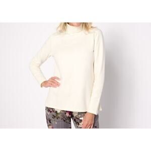 Isaac Mizrahi Sparkle Knit Turtleneck Top Cream Size XX Small A624595 NWOT
